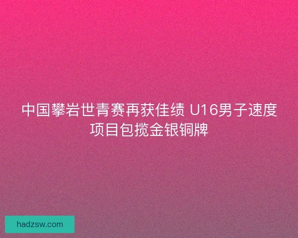 中国攀岩世青赛再获佳绩 U16男子速度项目包揽金银铜牌