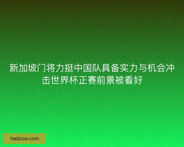 新加坡门将力挺中国队具备实力与机会冲击世界杯正赛前景被看好