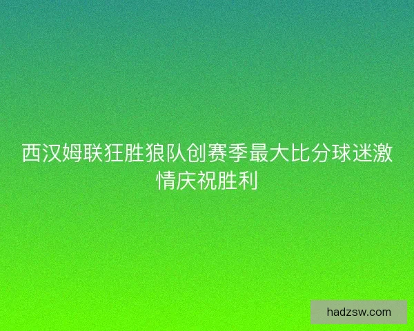 西汉姆联狂胜狼队创赛季最大比分球迷激情庆祝胜利