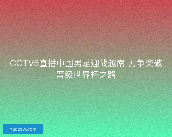 CCTV5直播中国男足迎战越南 力争突破晋级世界杯之路