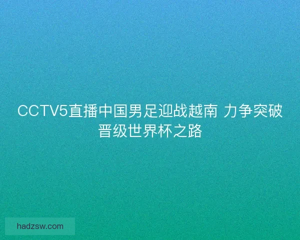 CCTV5直播中国男足迎战越南 力争突破晋级世界杯之路